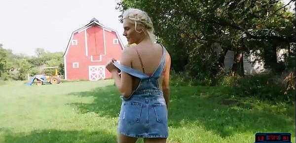  Big ass country MILF blonde Jenessa Dawn outdoor striptease fun